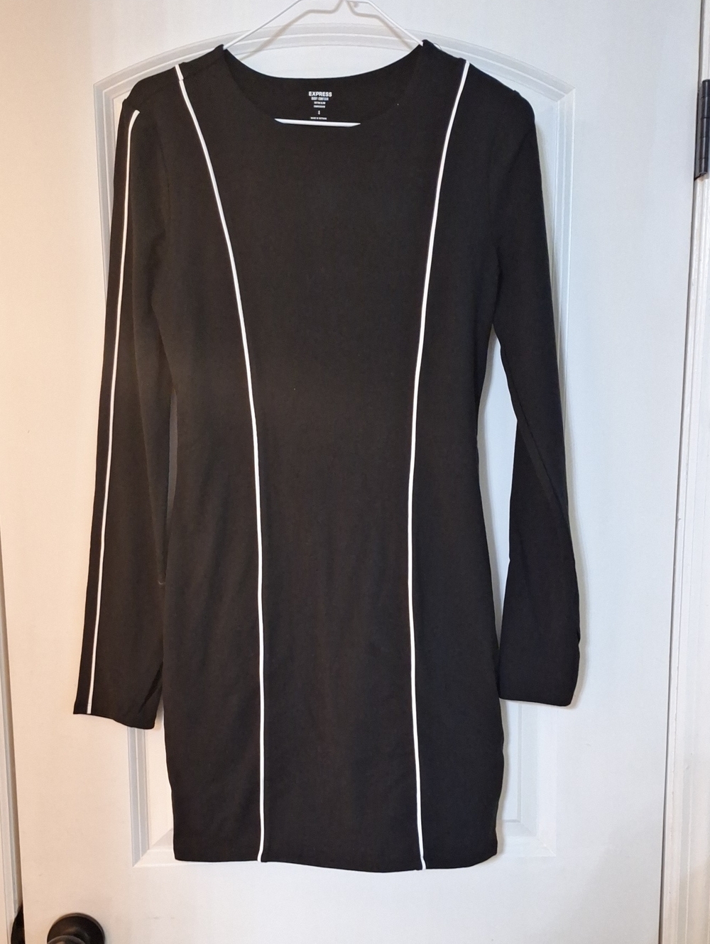 Express Black Shift Dress with White Piping